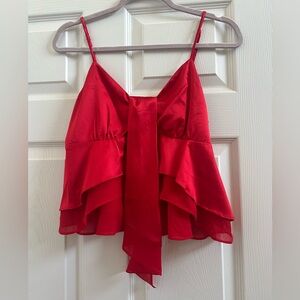 Red satin tank